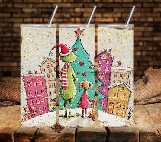 Grinch town vinyl tumbler wraps