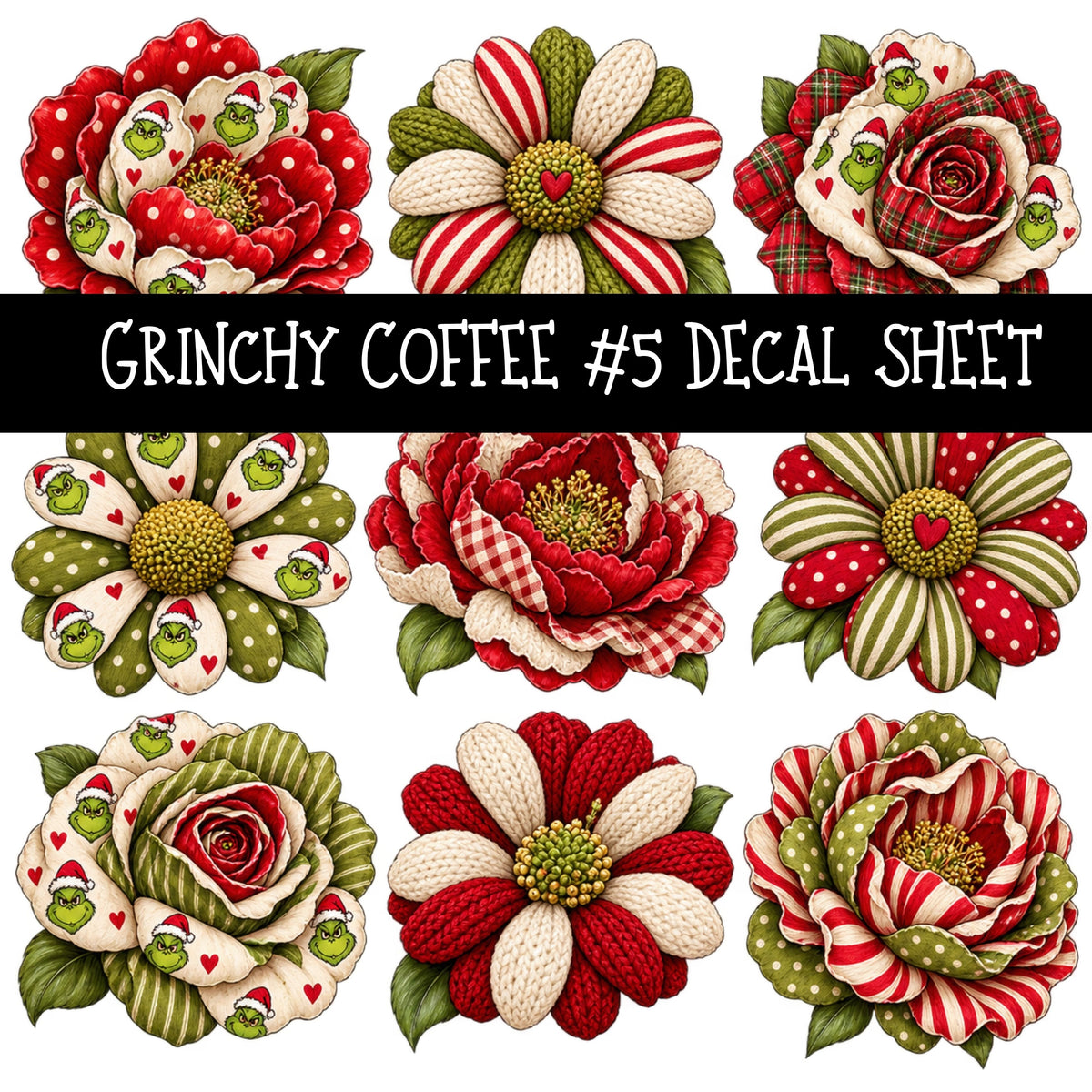 Grinchy Coffee UV DTF Decal sheets 12 Designs available