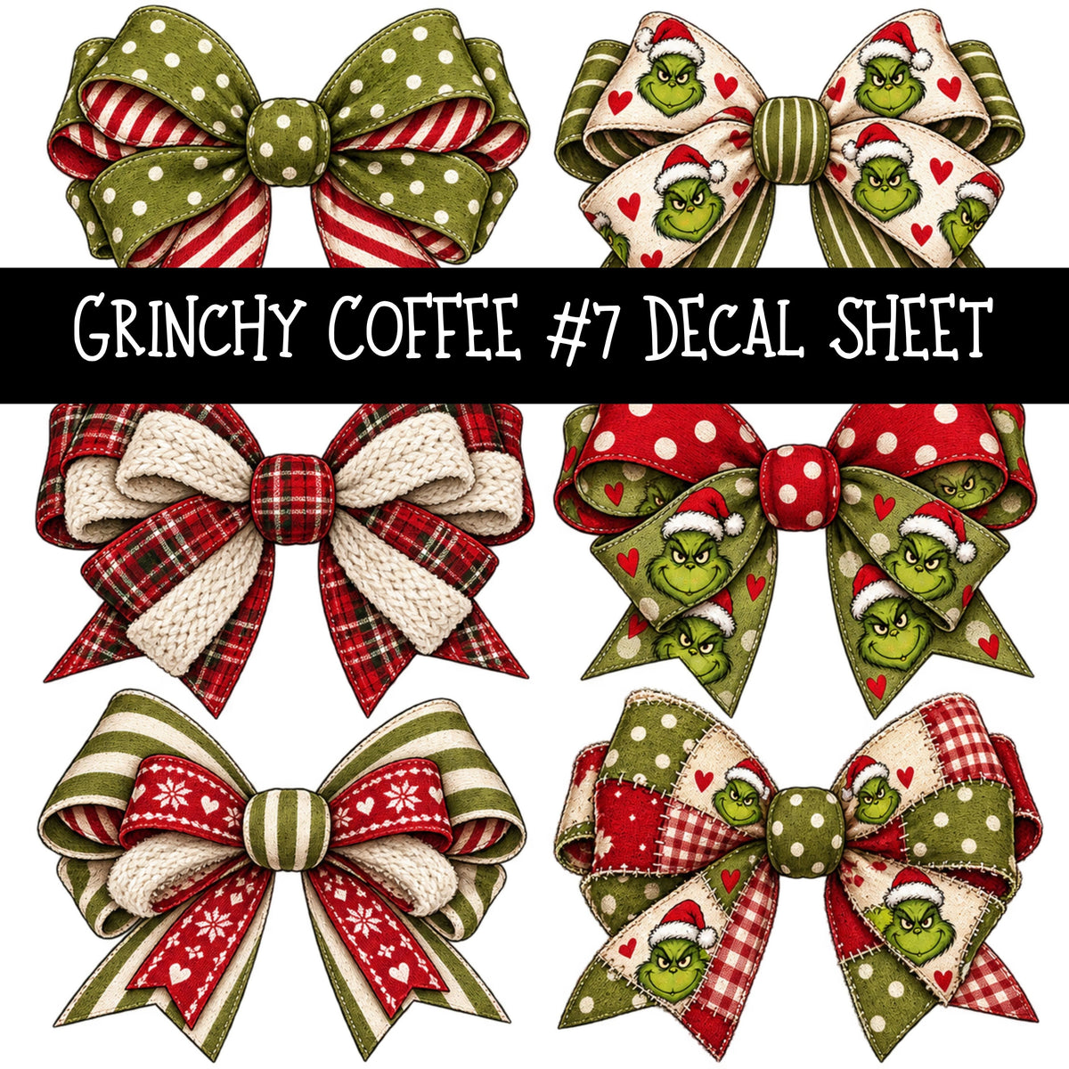 Grinchy Coffee UV DTF Decal sheets 12 Designs available