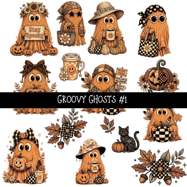 Groovy Ghosts UV DTF Decal sheets 2 Designs available