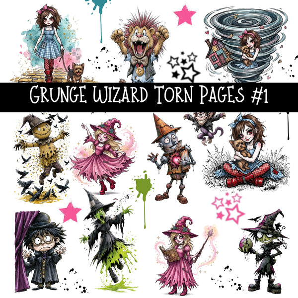 Grunge Wizard Torn Pages UV DTF Decal sheets 9 Designs available
