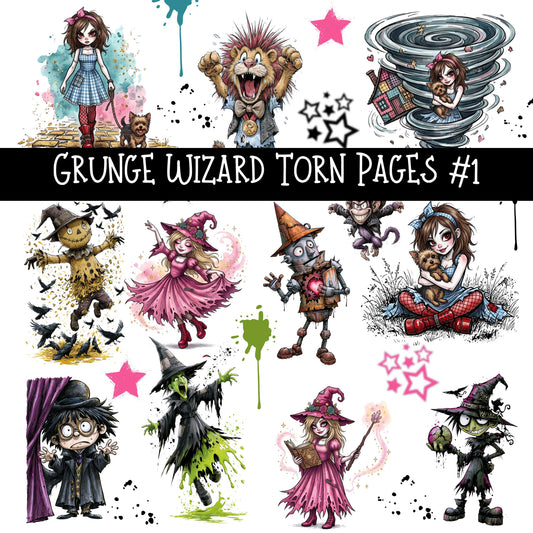 Grunge Wizard Torn Pages UV DTF Decal sheets 9 Designs available