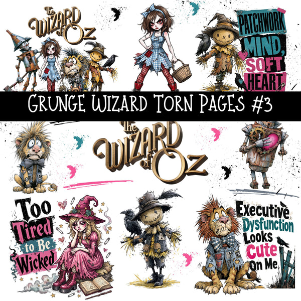 Grunge Wizard Torn Pages UV DTF Decal sheets 9 Designs available