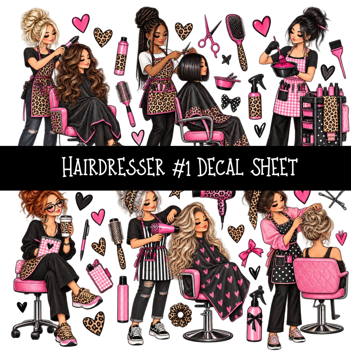 Hairdresser UV DTF Decal sheets 10 Designs available