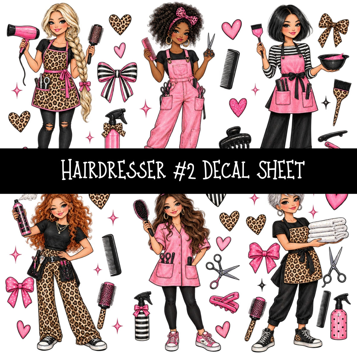Hairdresser UV DTF Decal sheets 10 Designs available