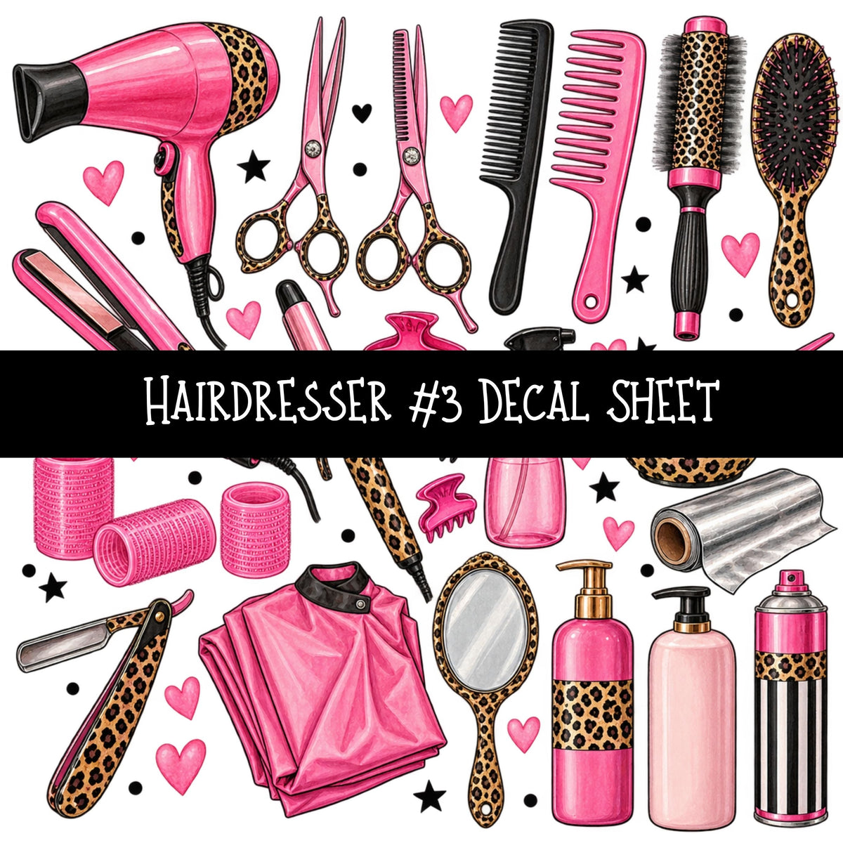 Hairdresser UV DTF Decal sheets 10 Designs available
