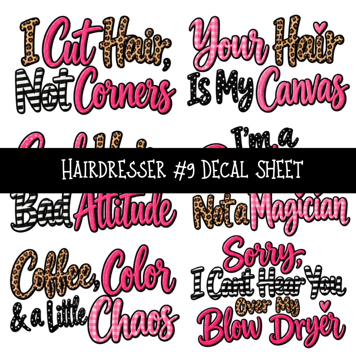 Hairdresser UV DTF Decal sheets 10 Designs available