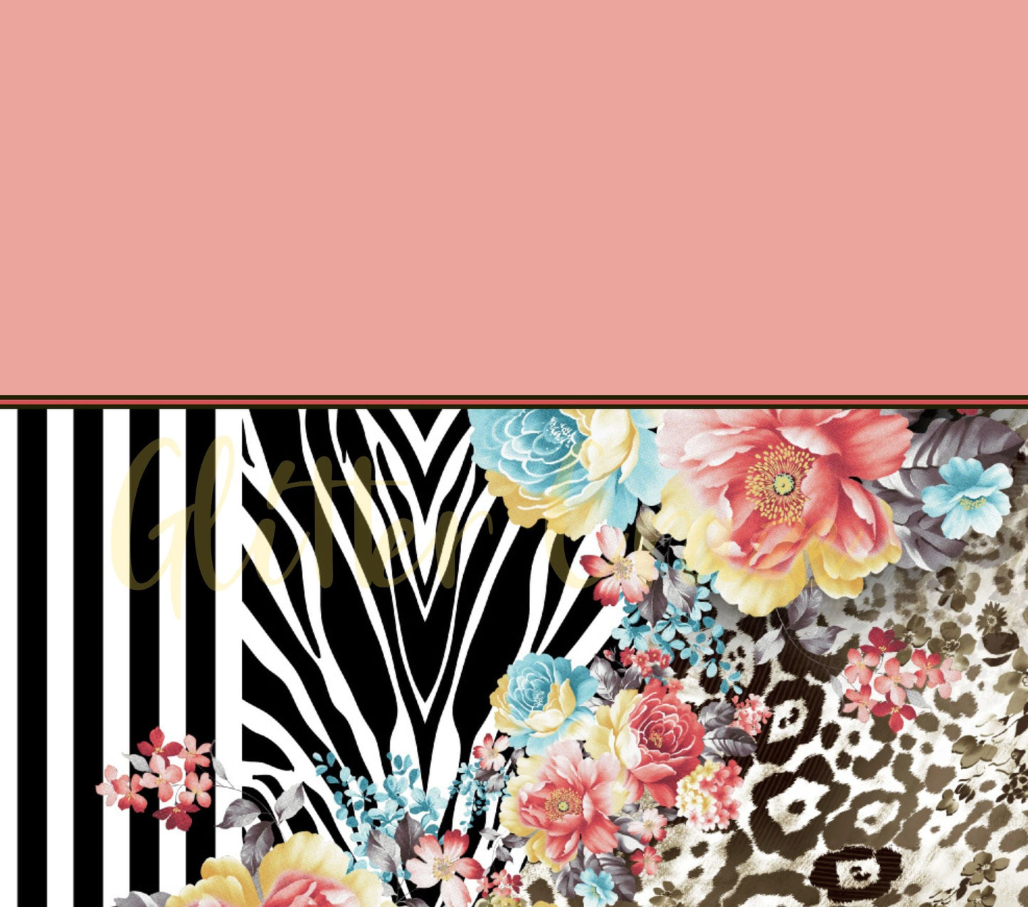 Watercolor Floral on animal print - Adhesive Vinyl Wrap- 6 designs