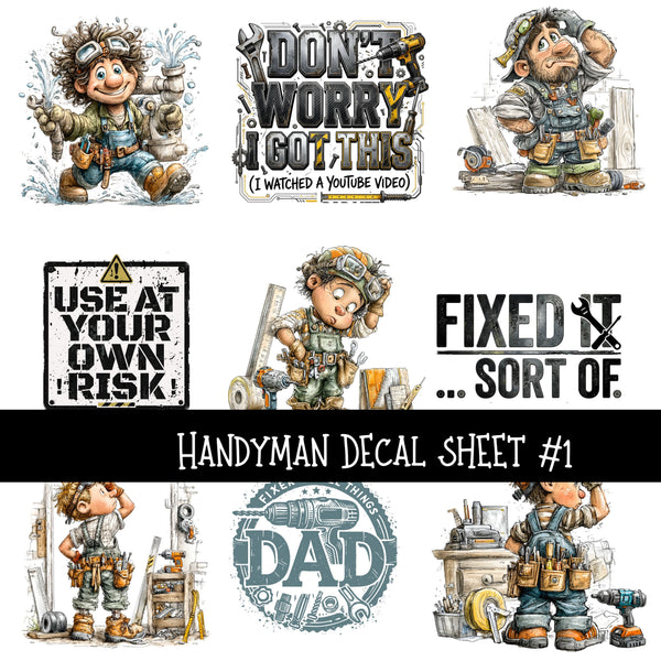 Handyman Decal  UV DTF Decal sheets 2 designs to choose from
