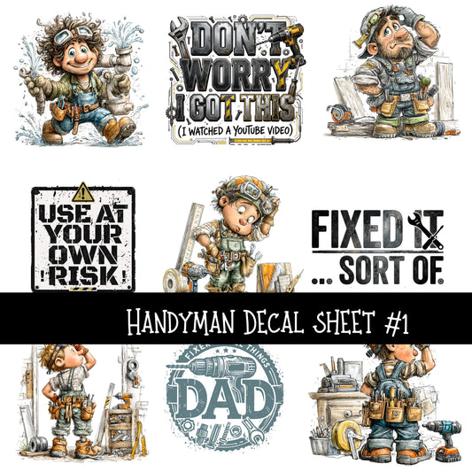 Handyman Decal  UV DTF Decal sheets 2 designs to choose from