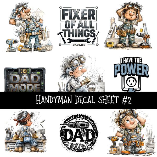 Handyman Decal  UV DTF Decal sheets 2 designs to choose from