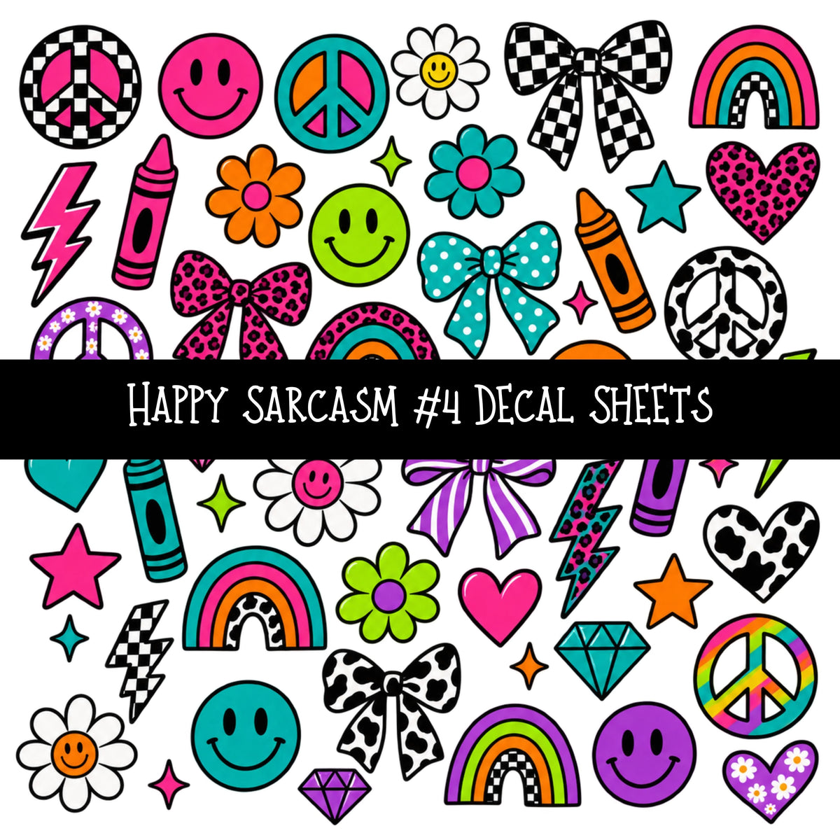 Happy Sarcasm UV DTF Decal sheets 6 Designs available
