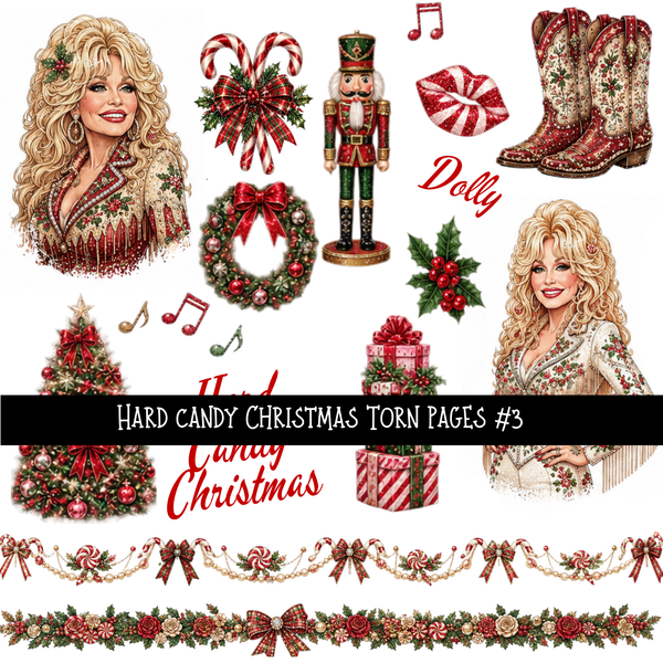 Hard candy Christmas Torn Pages UV DTF Decal sheets 5 Designs available