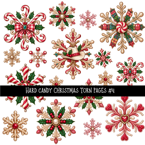 Hard candy Christmas Torn Pages UV DTF Decal sheets 5 Designs available