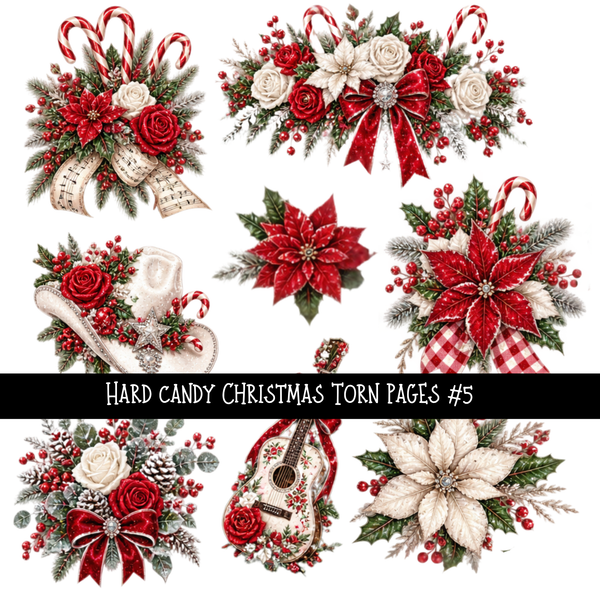Hard candy Christmas Torn Pages UV DTF Decal sheets 5 Designs available