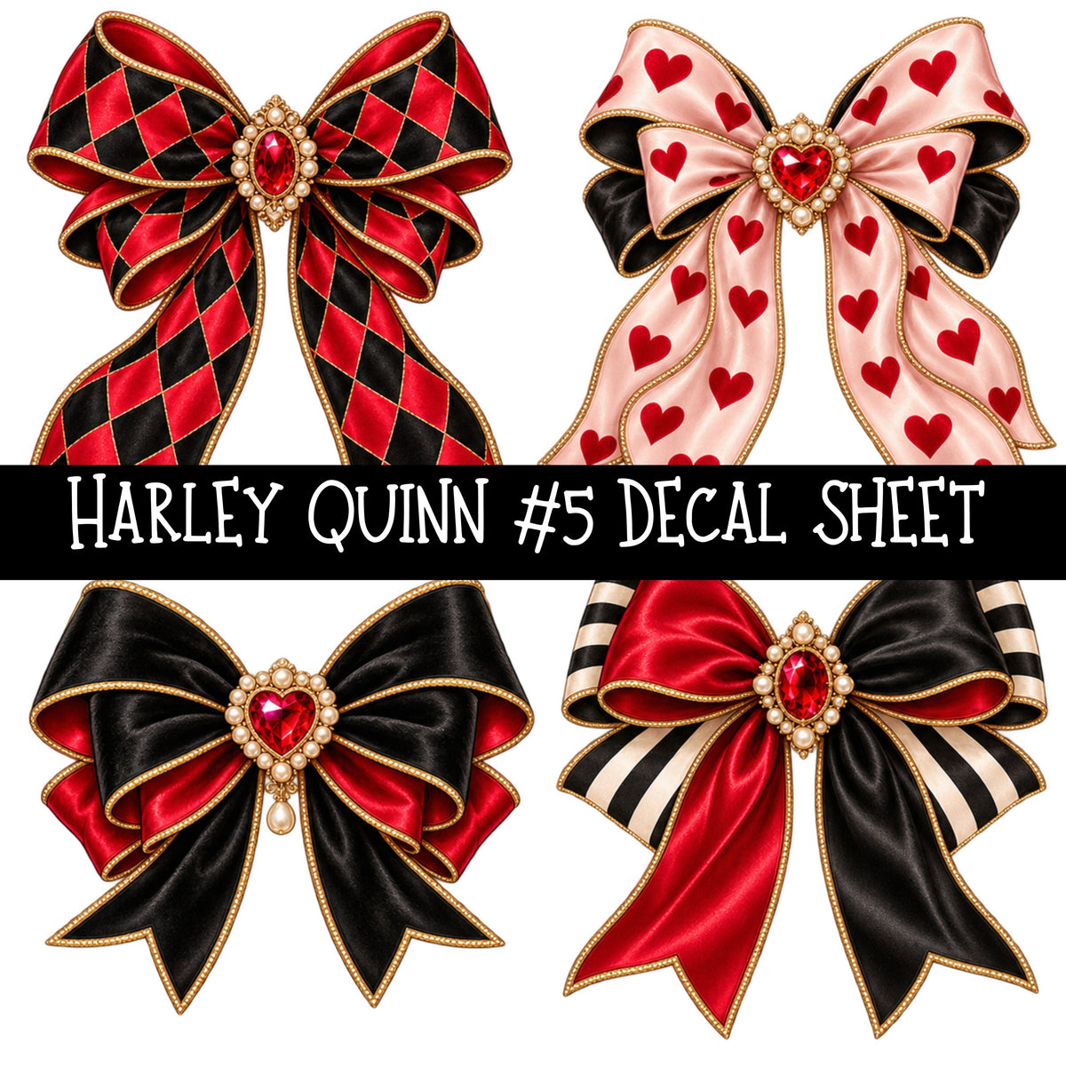 Harley Quinn UV DTF Decal sheets 6 Designs available