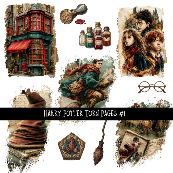 Harry Potter Torn Pages - UV DTF Decal sheet