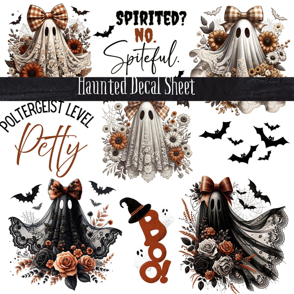 Haunted Collection Bats, ghosts and leopard UV DTF Decal Sheet 3 Designs