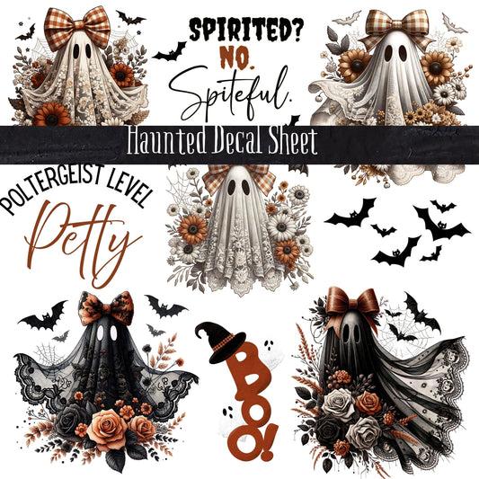 Haunted Collection Bats, ghosts and leopard UV DTF Decal Sheet 3 Designs