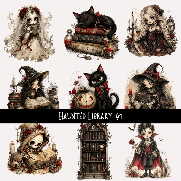 Halloween Library   - UV DTF Decal sheet 7 variants