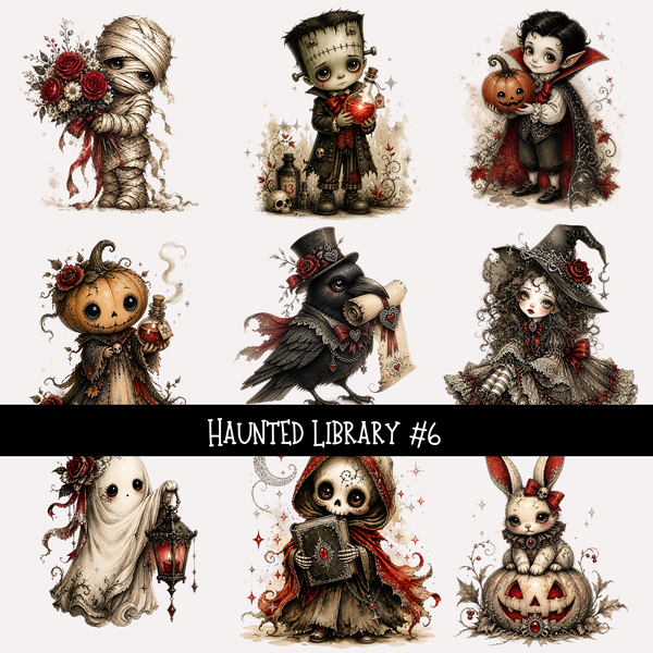 Halloween Library   - UV DTF Decal sheet 7 variants