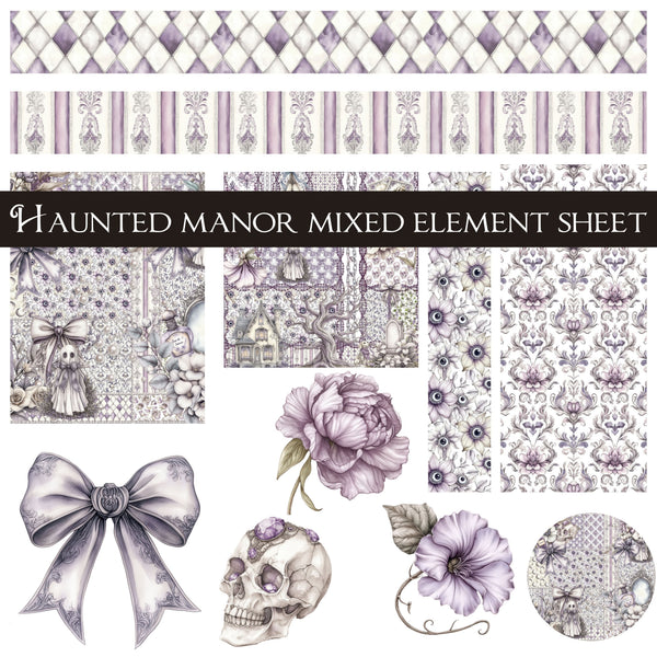 Haunted manor mixed element sheet UV DTF Decal Sheets