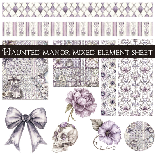 Haunted manor mixed element sheet UV DTF Decal Sheets
