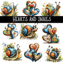 Hearts and Snails- UV DTF Decal sheet