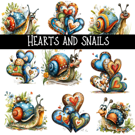 Hearts and Snails- UV DTF Decal sheet