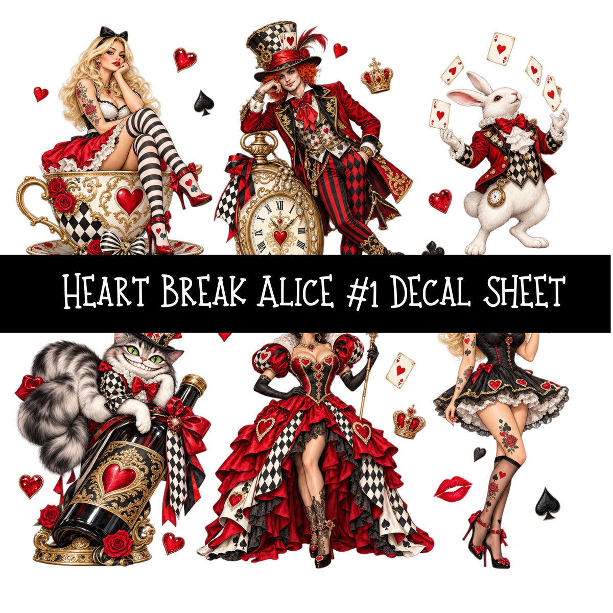 Heartbreak Alice UV DTF Decal sheets 20 Designs available