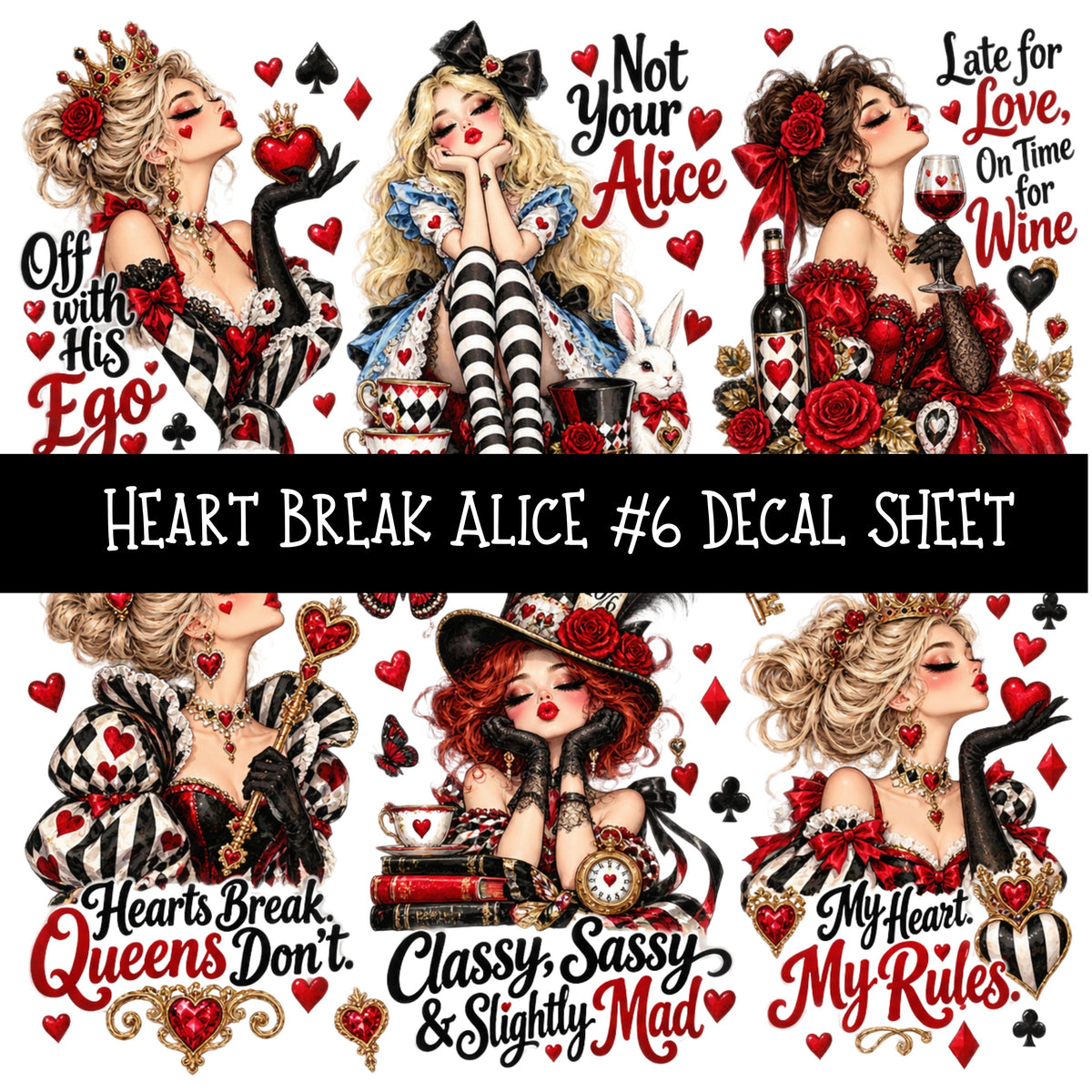 Heartbreak Alice UV DTF Decal sheets 20 Designs available