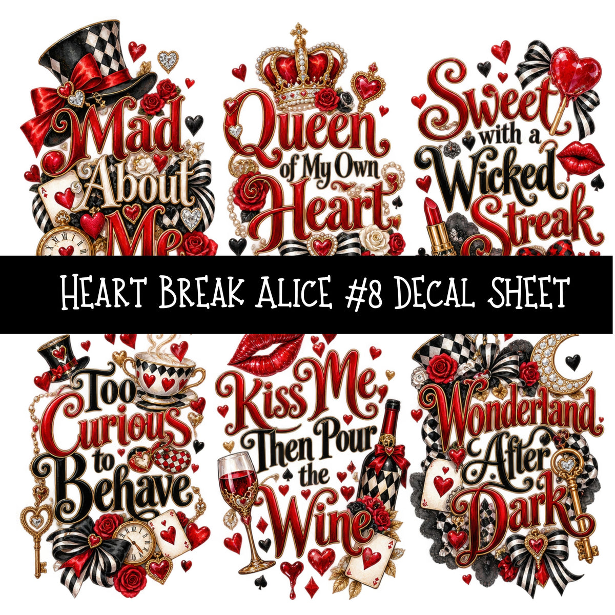 Heartbreak Alice UV DTF Decal sheets 20 Designs available