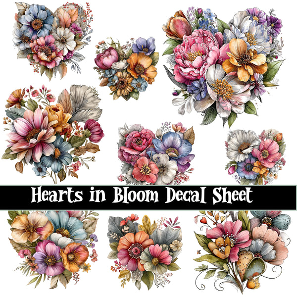 Hearts in Bloom UV DTF Decal Sheets