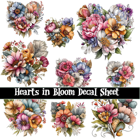 Hearts in Bloom UV DTF Decal Sheets