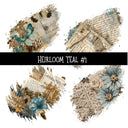 Heirloom Teal Torn Pages UV DTF Decal sheets 6 Designs available