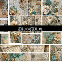 Heirloom Teal Torn Pages UV DTF Decal sheets 6 Designs available