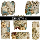 Heirloom Teal Torn Pages UV DTF Decal sheets 6 Designs available