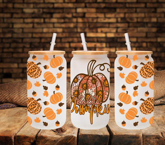 Hello Pumpkin 16oz UV DTF Libbey Wrap