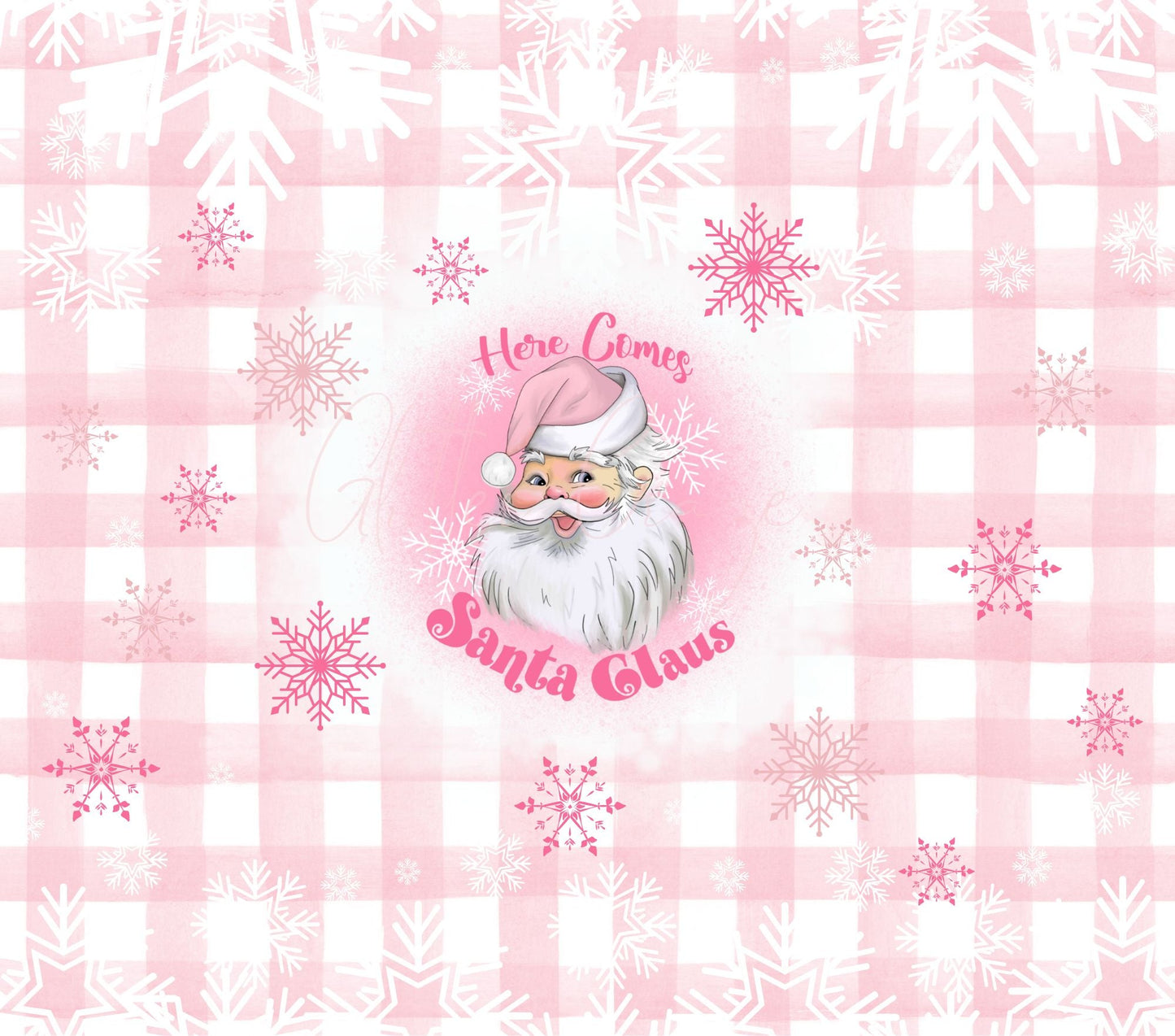 Pink Snowflakes Here comes Santa Clause - Adhesive Vinyl Wrap