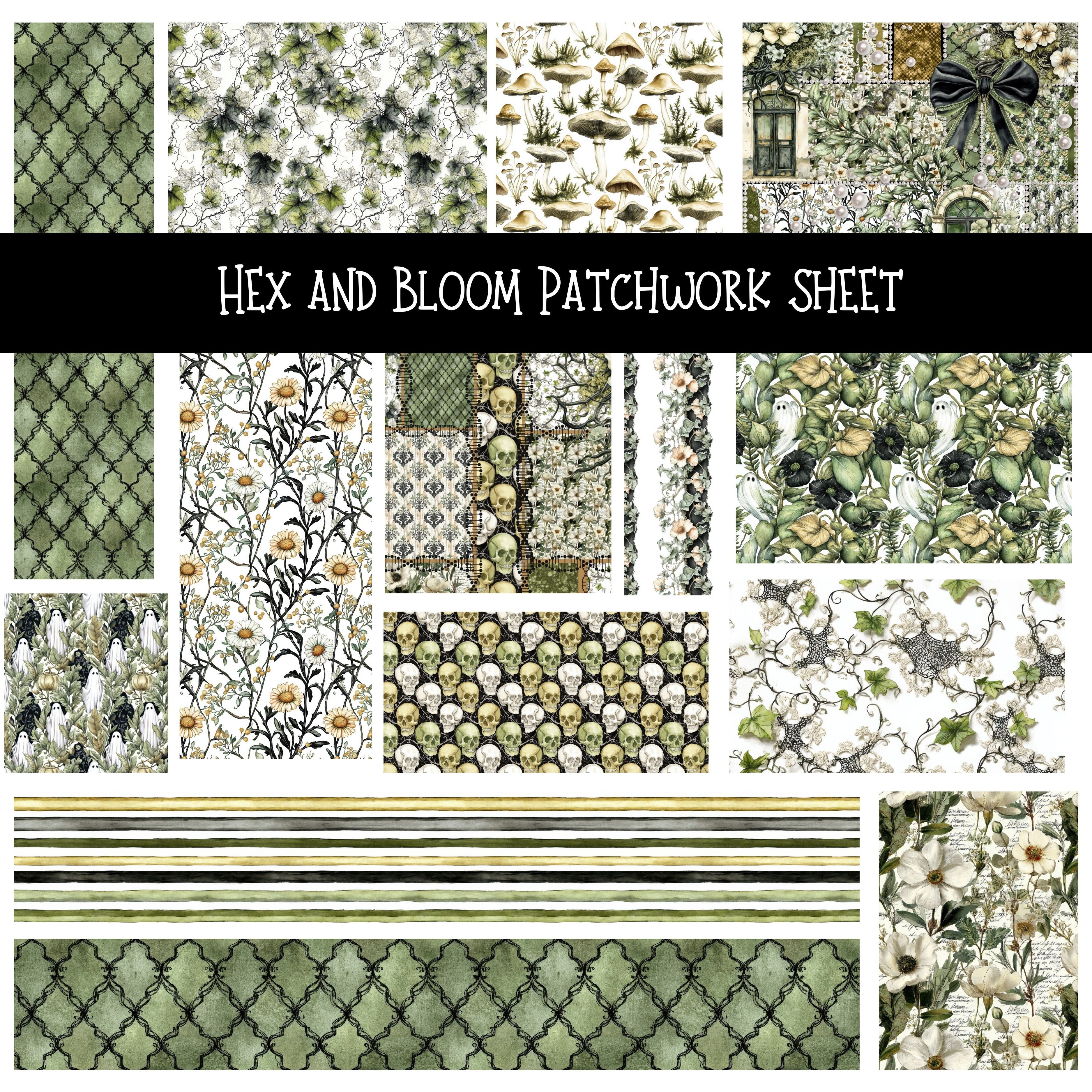 Hex and Bloom Patchwork precut vinyl sheet available in 12x12 or 6x6 s ...
