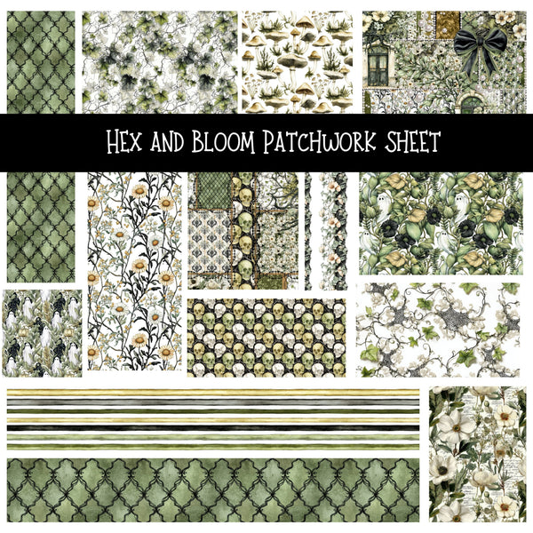 Hex and Bloom Patchwork precut vinyl sheet available in 12x12 or 6x6 sizes