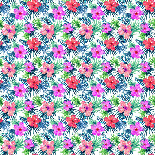 Hibiscus and Palm - Adhesive Vinyl 12x12 Sheets