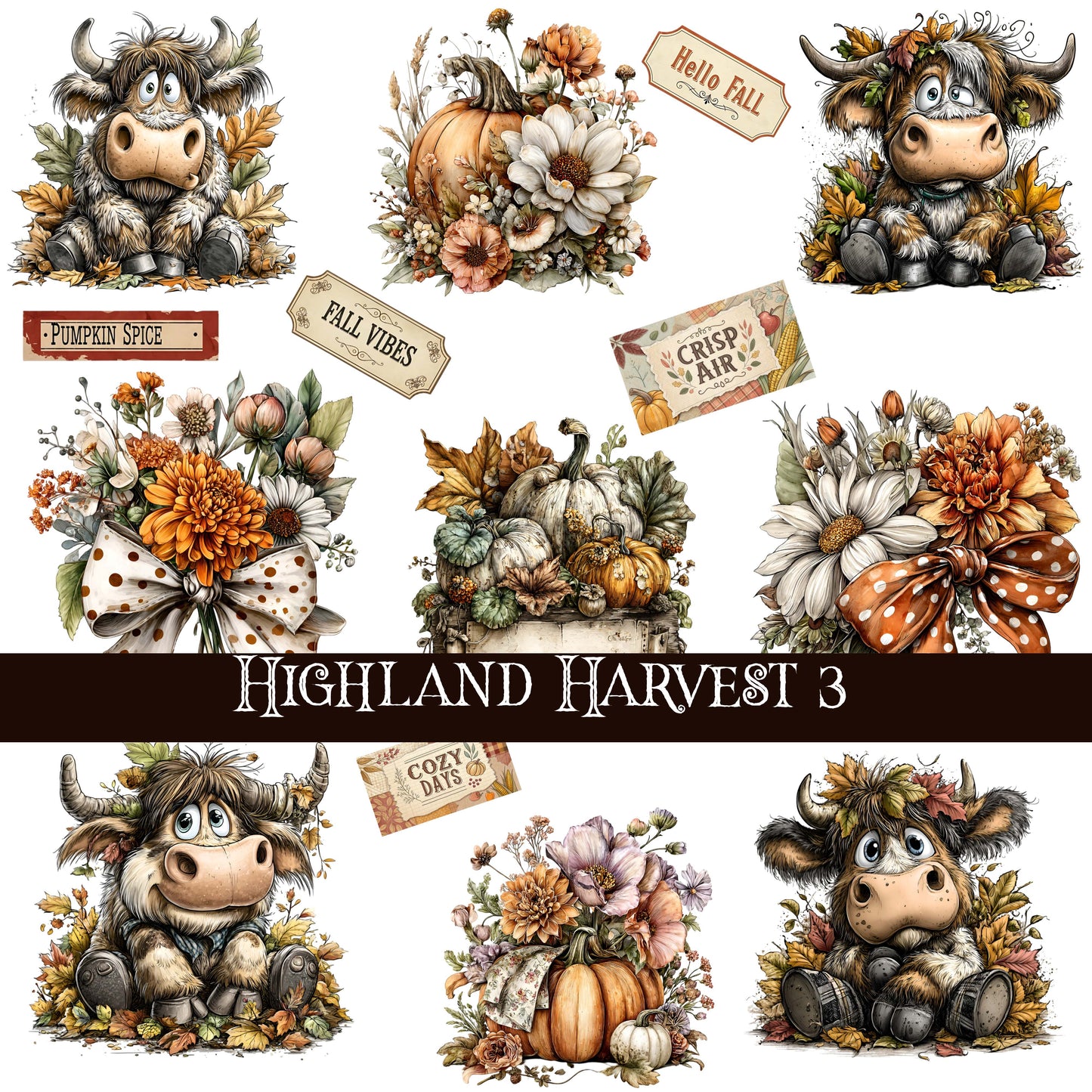 Highland Harvest UV DTF Decal Sheets 3 Designs