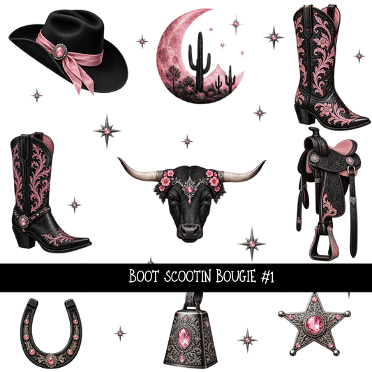 Boot Scootin Bougie   - UV DTF Decal sheets