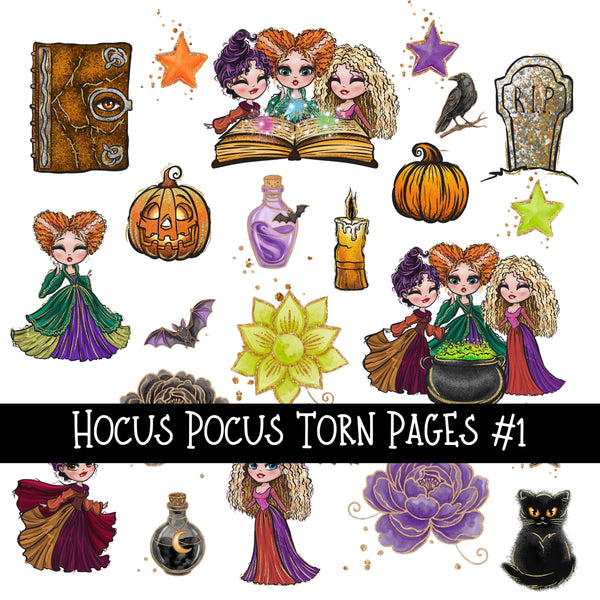 Hocus Pocus Torn Pages UV DTF Decal sheets 3 designs available