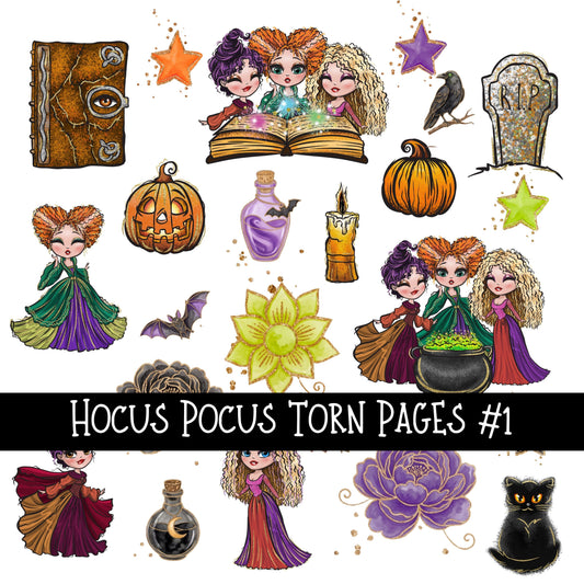 Hocus Pocus Torn Pages UV DTF Decal sheets 3 designs available