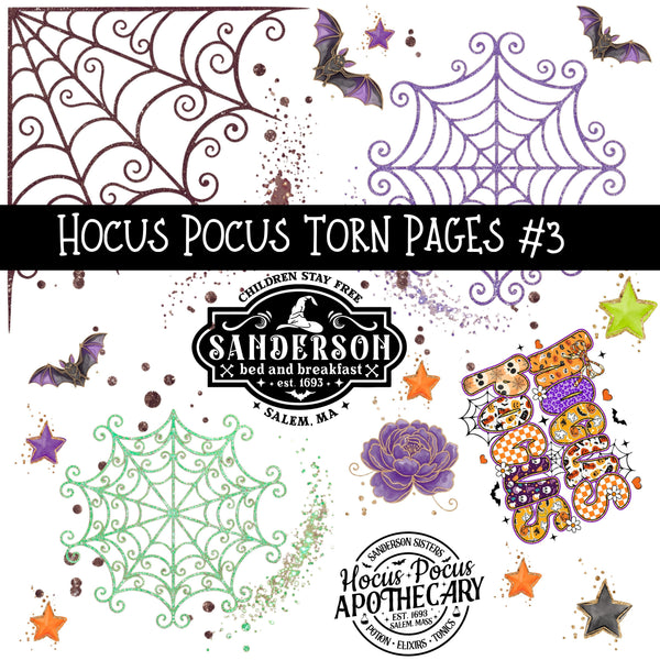 Hocus Pocus Torn Pages UV DTF Decal sheets 3 designs available