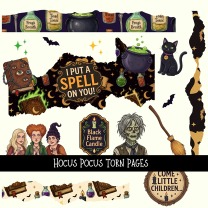 Hocus Pocus Torn Pages - UV DTF Decal sheet