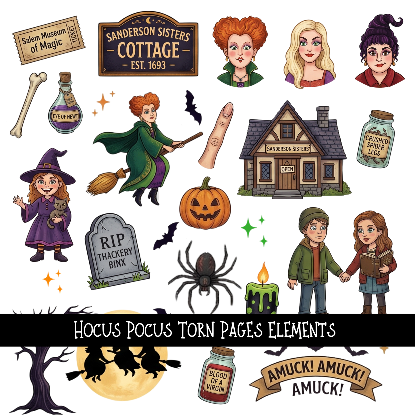 Hocus Pocus Torn Pages - UV DTF Decal sheet