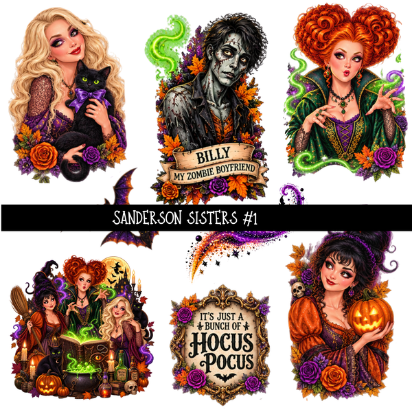Sanderson Sisters torn pages decal set UV DTF Decal sheets Designs available